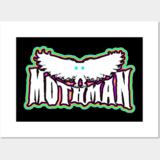 Mothman West Virginia Wing Humanoid Moth Retro Vintage White Purple Posters and Art